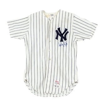 1976 Sparky Lyle New York Yankees Game Worn and Signed Home Jersey